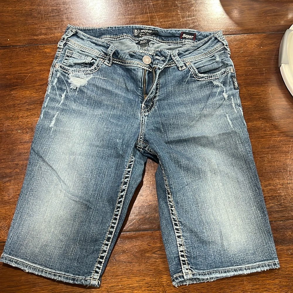 Silver jean shorts